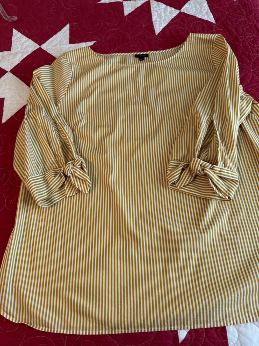 Talbots Yellow and White Striped Blouse